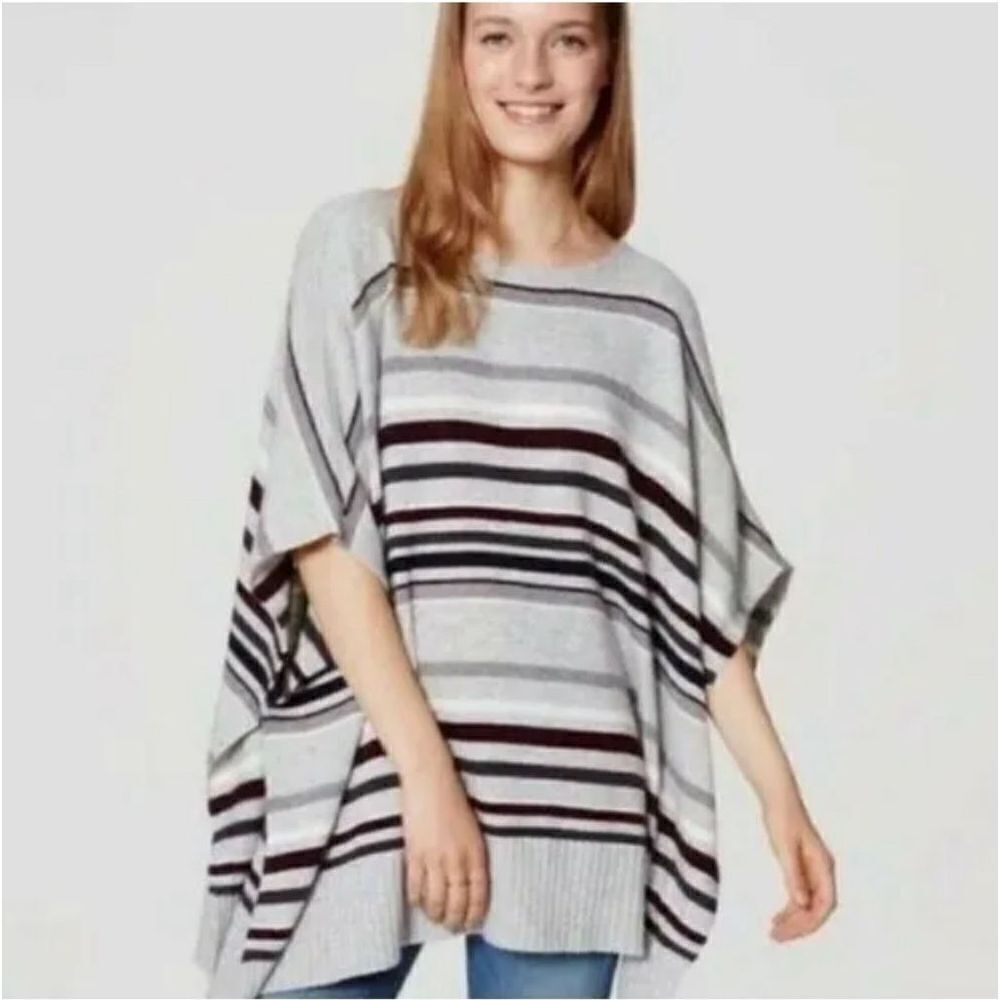 Ann Taylor LOFT Poncho Sweater Scoop Neck Oversize Cotton Blend size M